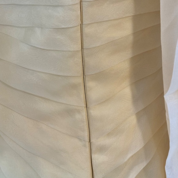 Carmen Marc Valvo Strapless Cocktail Tiered Ruffle Silk Dress Yellow Sz 6 - Picture 11 of 14